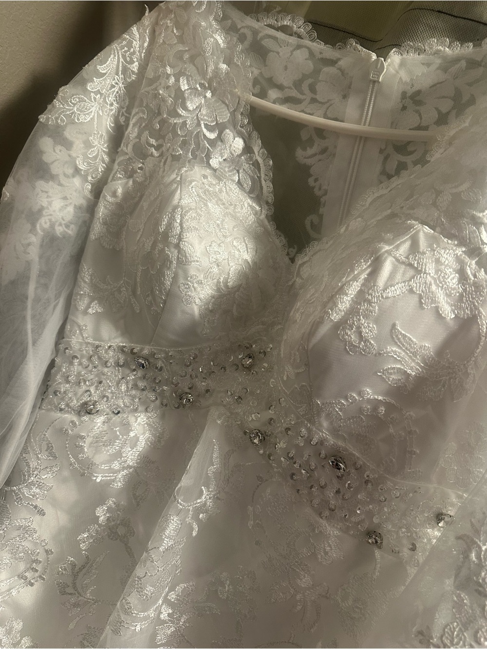 Long Sleeve Lace A-Line Wedding Gown in Ivory - Picture 3 of 8